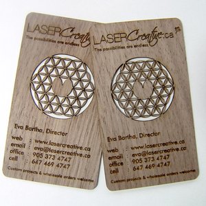 Laser cut walnut wood custom business card